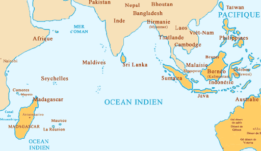 Carte de l'océan Indien